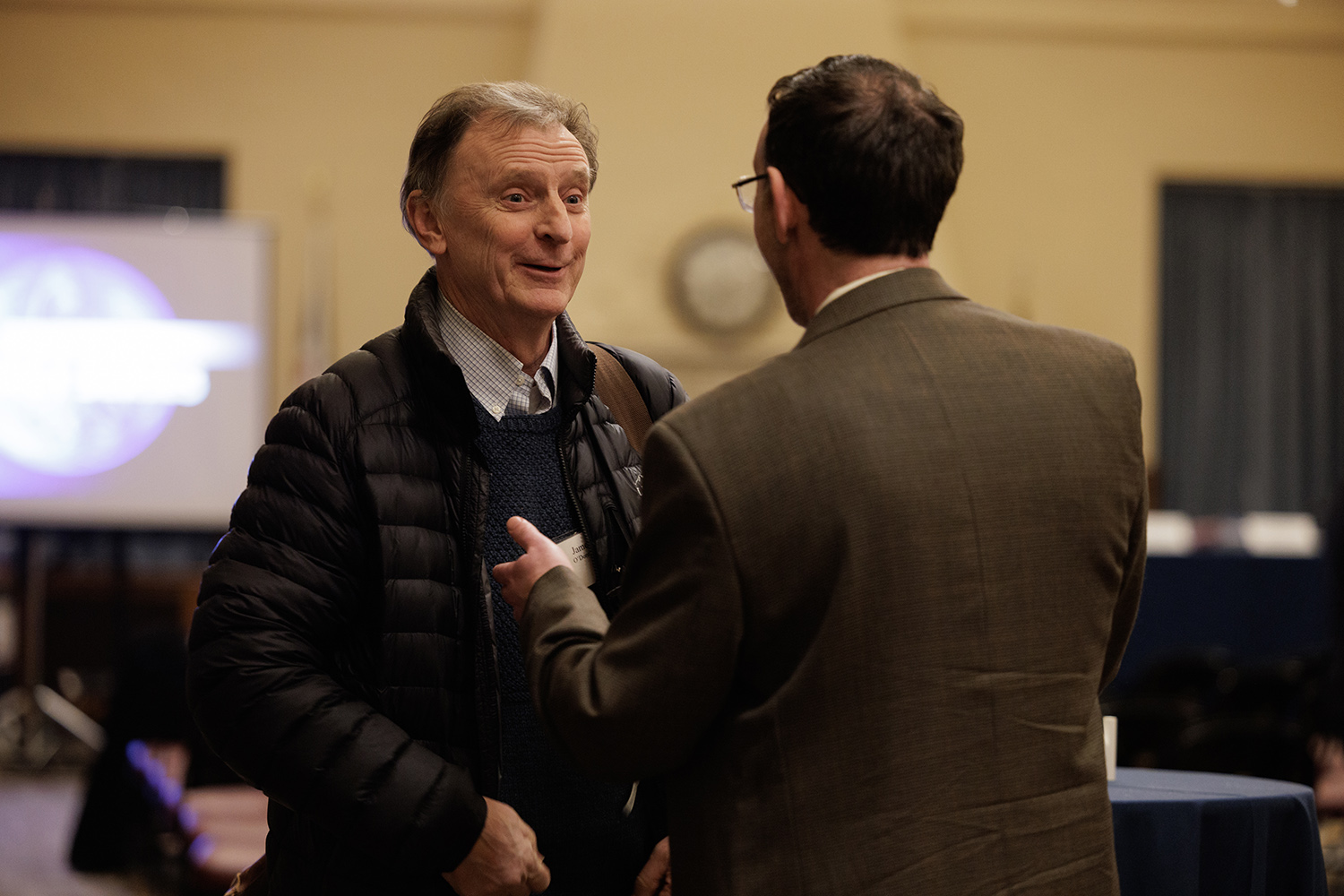 James O’Donnell speaks to CLAS Interim Dean Ofer Harel.