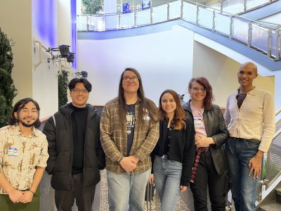 UConn RaMP scholars Asher Coello '23 (CLAS), Samuel Pring, Adam Glendening '23 (CLAS), Jennifer Santiago Membreño, Meridia Jane Bryant, and Samuel Hilliman '23 (CLAS).