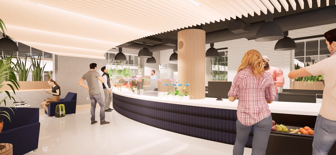 Renders of the proposed cafe at UConn Hartford