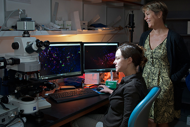 Brain signaling, Parkinson's Disease, and the sense of smell are all related in unexpected ways in a study by associate professor Joanne Conover, right, and graduate student Jessica Lennington.