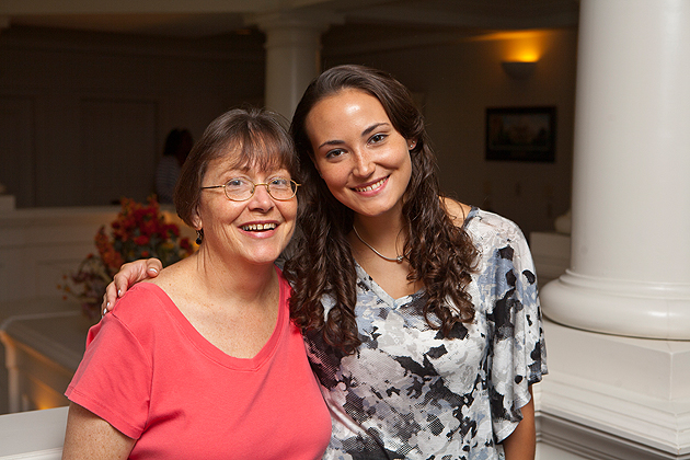 From left, Joan Matus ’76, left, and Anna Matus ’13 (CLAS/SFA) of West Hartford attend the Alumni Legacy Breakfast on Sept. 24, 2011.