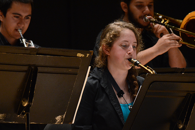 Emily Lavins performs with the UConn Jazz Ensemble at the UConn Jazz Showcase held in the von der Mehden Recital Hall on September 25, 2011.