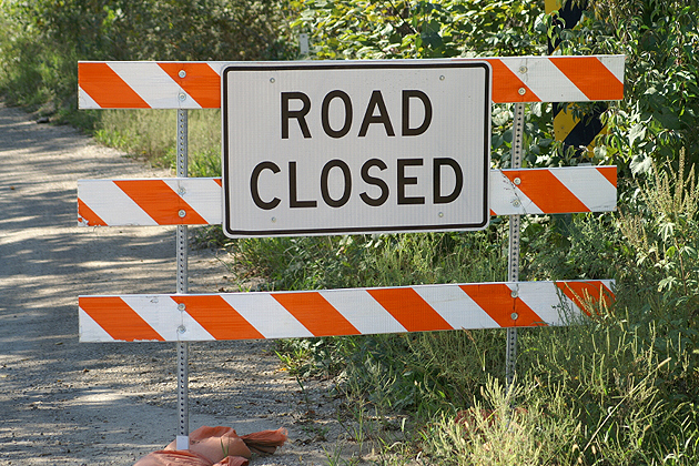 Road closed sign