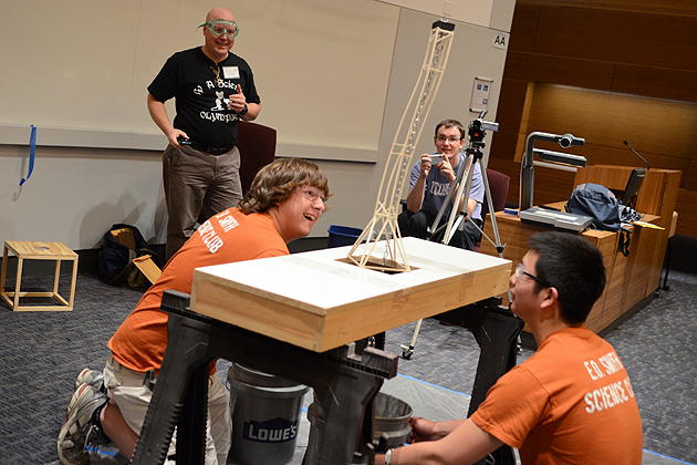 Students from high schools across the state compete in a series of science challenges at the Connecticut Science Olympiad in the Classroom Building on March 31, 2012. (Ariel Dowski/UConn Photo)