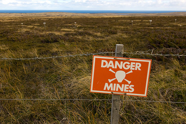 Land mine danger sign.