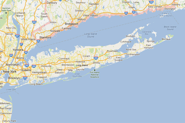 Map showing Long Island Sound.