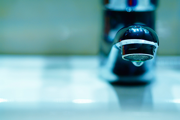 Detail of a modern faucet head.