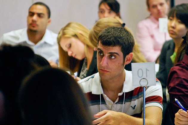 Students listen to talks at the first Professional Development Conference for seniors. (Alysha Elliard '13 (SFA)/UConn Photo)