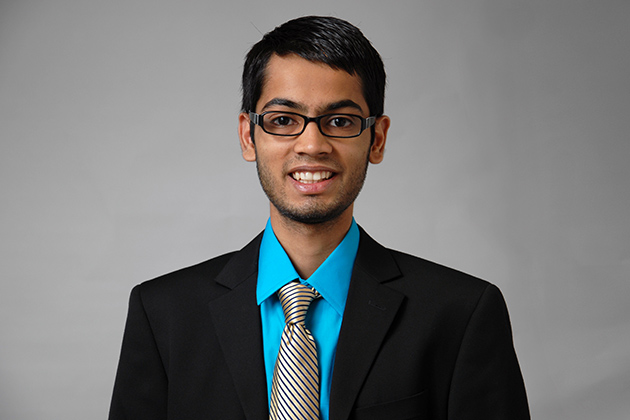 Portrait of Jigish Patel (CLAS '13) taken in the Lakeside Building on April 24, 2013. (Max Sinton/UConn Photo)