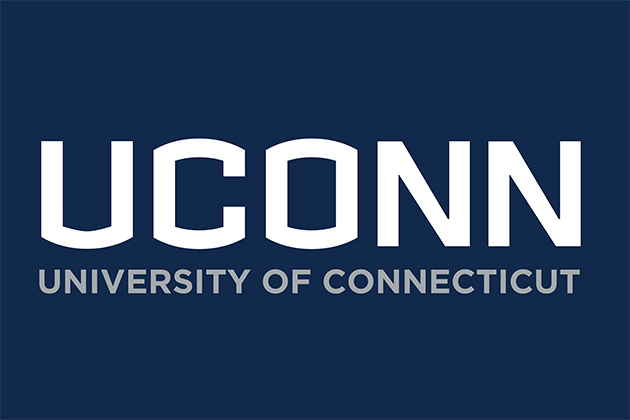 The UConn wordmark, in white on a navy background.