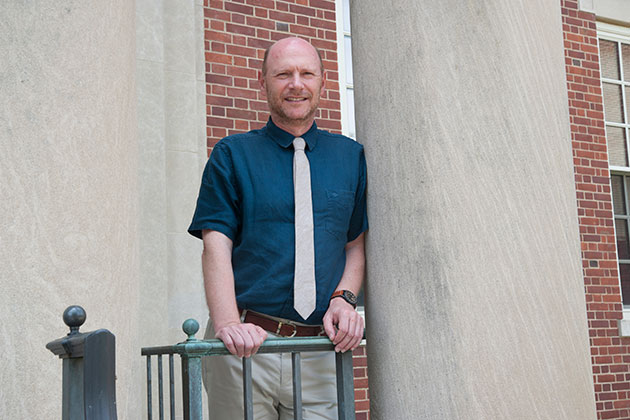 Gerry Altmann in psychology is one of the major new hires. He’s from the UK – Ph.D. from Edinburgh, currently at York University. He’s one of the famed cognitive science cluster hires, specializing in the cognitive science of language, ‘language processing and aspects of eye movement control’ on July 19, 2013. (Sean Flynn/UConn Photo)