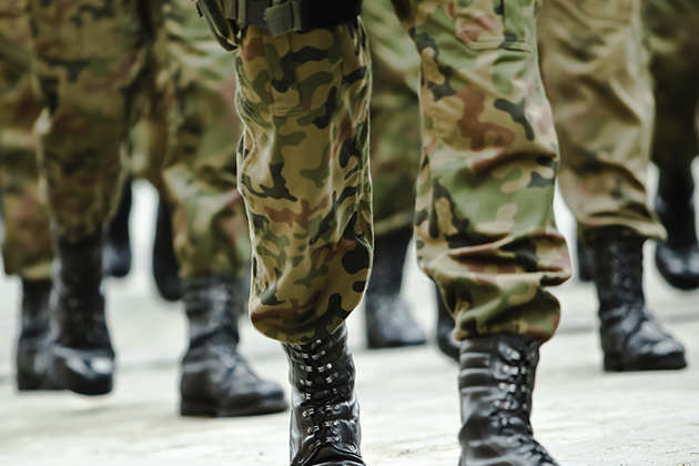 Soldiers of the armed forces marching