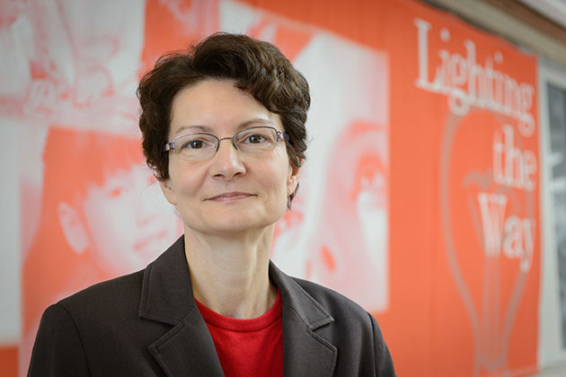 Dorothea Anagnostopoulos, the new head of teacher education, at the Neag School on Oct. 10, 2013. (Peter Morenus/UConn Photo)