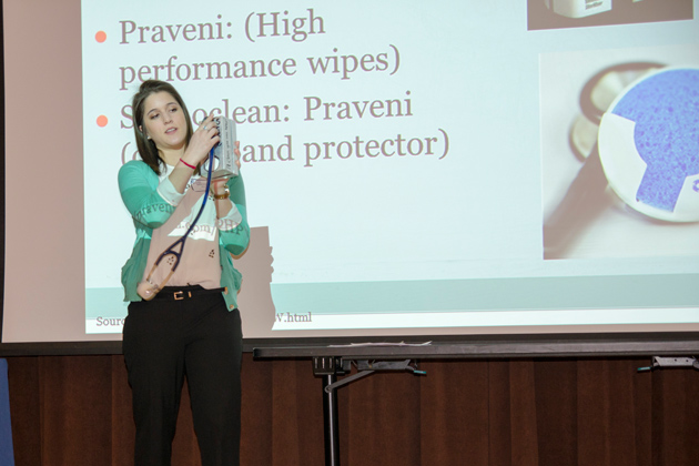 Michaela Morse was part of a team that developed a cleaning system for stethoscopes -- Enhancing Health One Stethoscope at a Time. (Sheila Foran/UConn Photo)