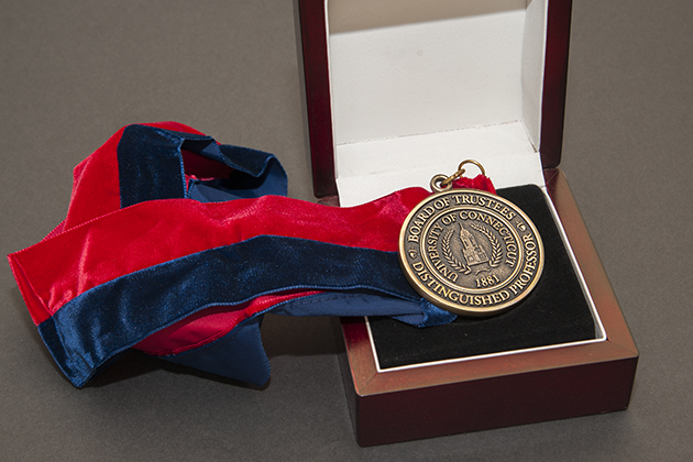 Board of Trustees Distinguished Professor medals on March 20, 2014. (Sean Flynn/UConn Photo)