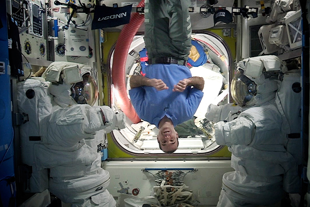 Rick Mastracchio '82 (ENG) brought a new perspective to his Commencement speech, which he delivered to graduates of the School of Engineering from the International Space Station. (Photo courtesy of NASA)