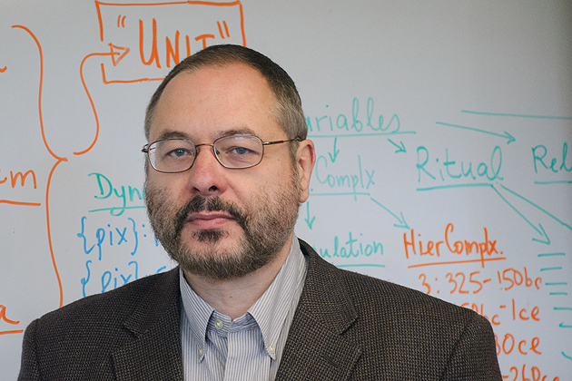 Peter Turchin, professor of Ecology & Evolutionary Biology in his office in the Torrey Life Sciences building. (Sheila Foran/UConn Photo)