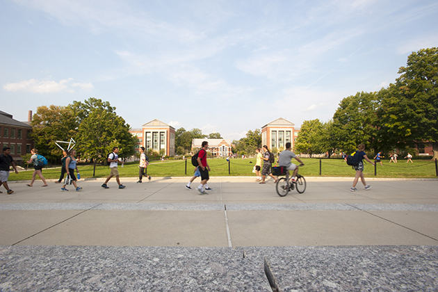 Scenic views of campus from the Student Union on Aug. 31, 2015. (Sean Flynn/UConn Photo)