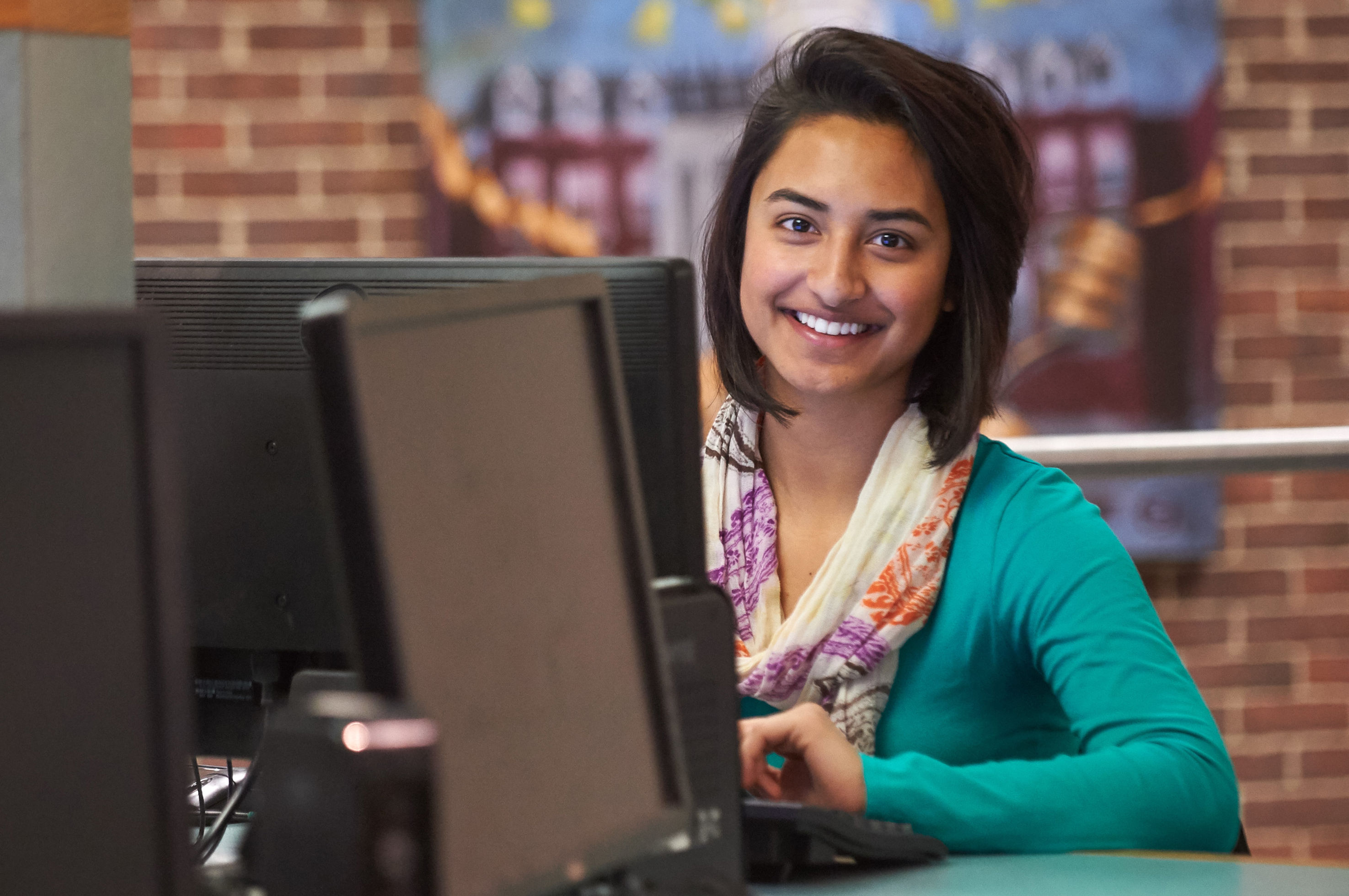 Shemona Singh at the Homer Babbidge Library on April 2, 2015. (Peter Morenus/UConn Photo)