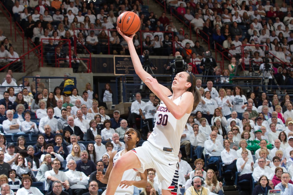 Breanna Stewart '16 (CLAS) is the only collegiate athlete among 25 finalists for the 2016 U.S. Olympic Women's Basketball Team. (Stephen Slade '89 (SFA) for UConn)