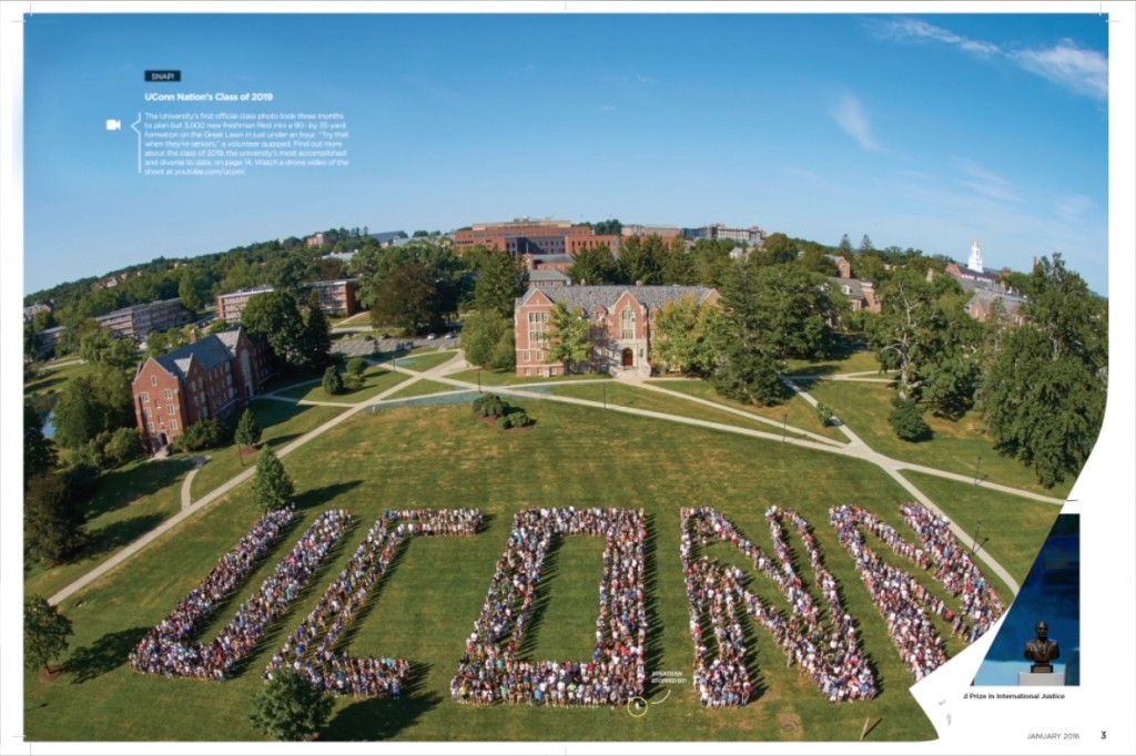 UConn Magazine, January 2016, class photo. (Elizabeth Caron/UConn Photo)