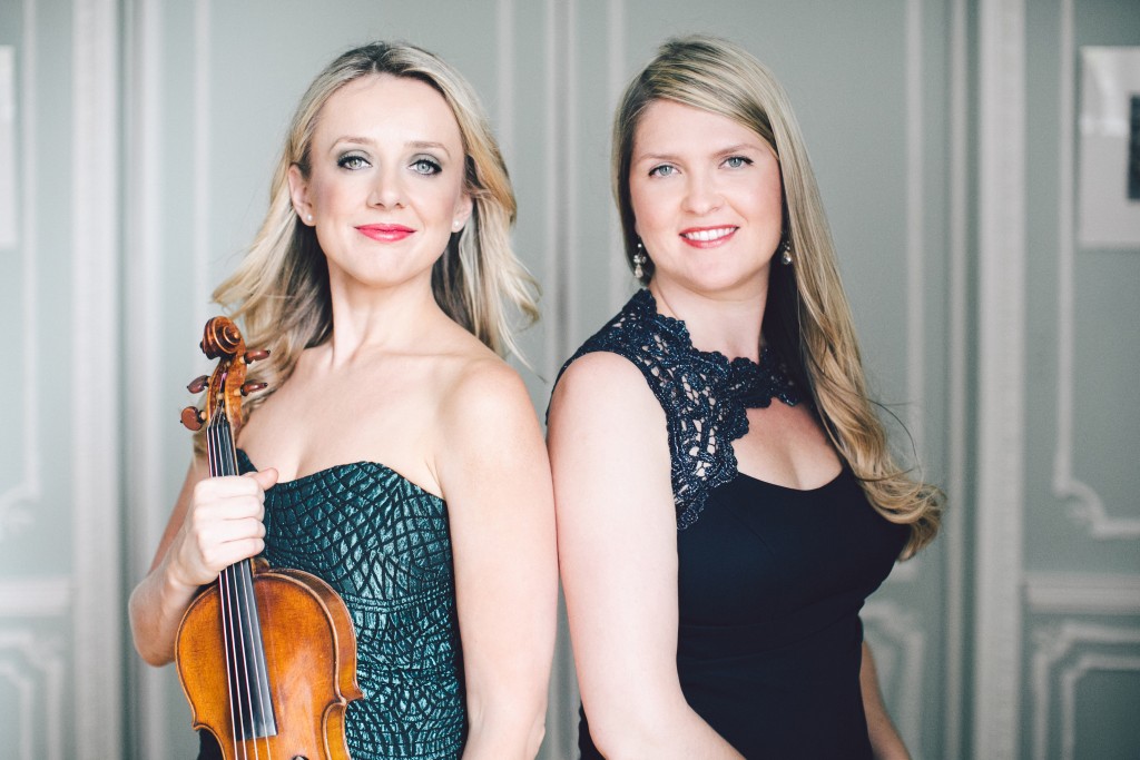 Solomiya Ivakhiv, left, assistant professor of violin and viola, and pianist Angelina Gadeliya. (Photo by Stephanie Brauer, Ukrainian Institute of America, NYC)