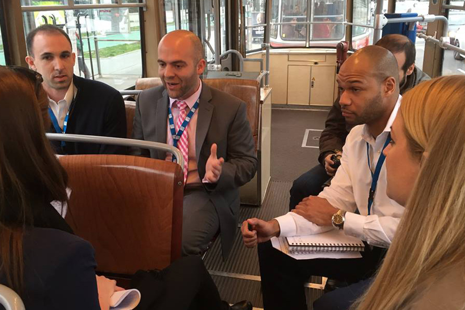 In a twist to The Negotiation Challenge, negotiations were held on a tram in Vienna, Austria (Nora Madjar/UConn School of Business)