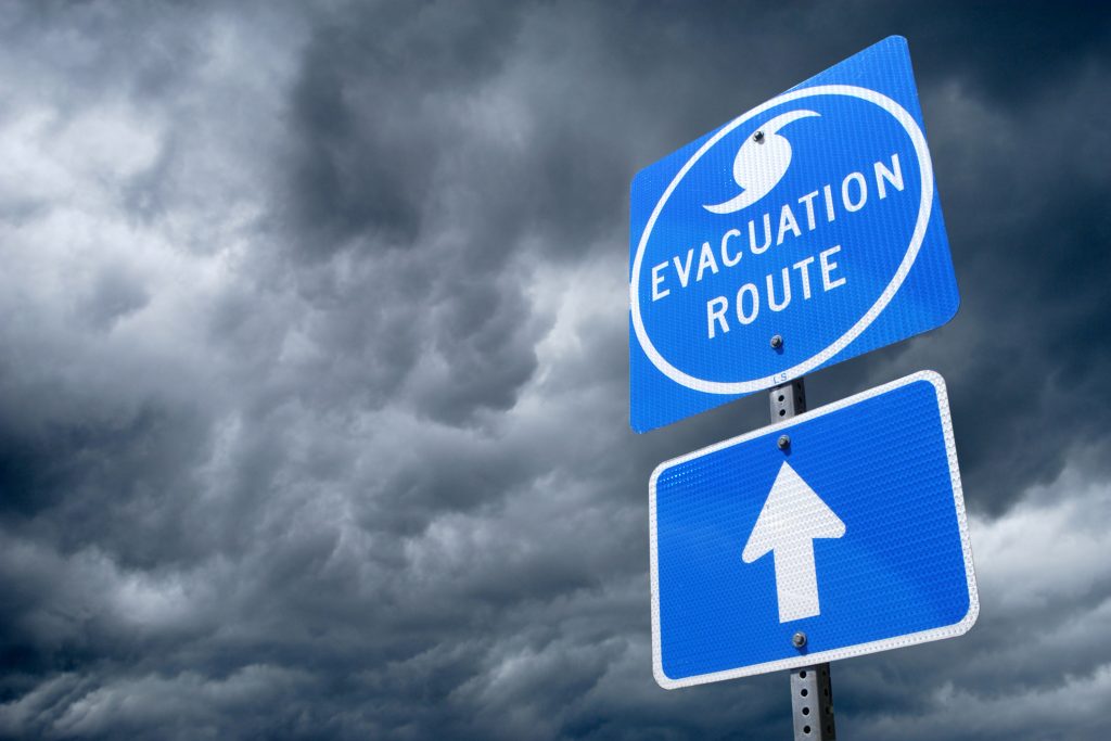 Hurricane evacuation sign. (iStock Photo)