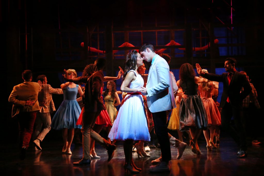 Julia Estrada (Maria) and Luke Hamilton (Tony) in WEST SIDE STORY onstage at Connecticut Repertory Theatre July 7-17, 2016. (Gerry Goodstein for UConn)