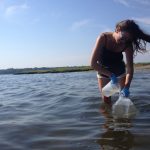 Emily Seelen taking water samples