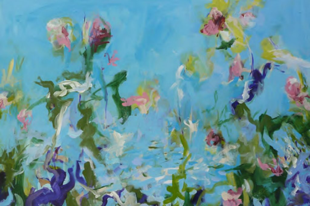 Carrie Simon’s artwork, “Sandra’s Garden” will be on display through December 8 at the Celeste LeWitt Gallery at UConn Health.