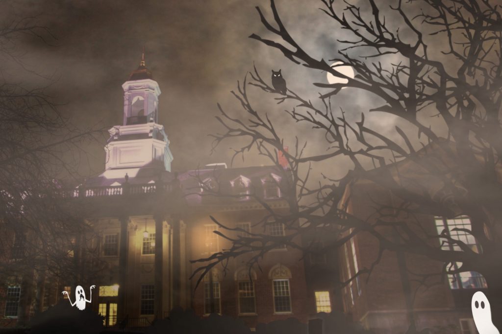 Wilbur Cross on Halloween. (Hunter Young/UConn Image)