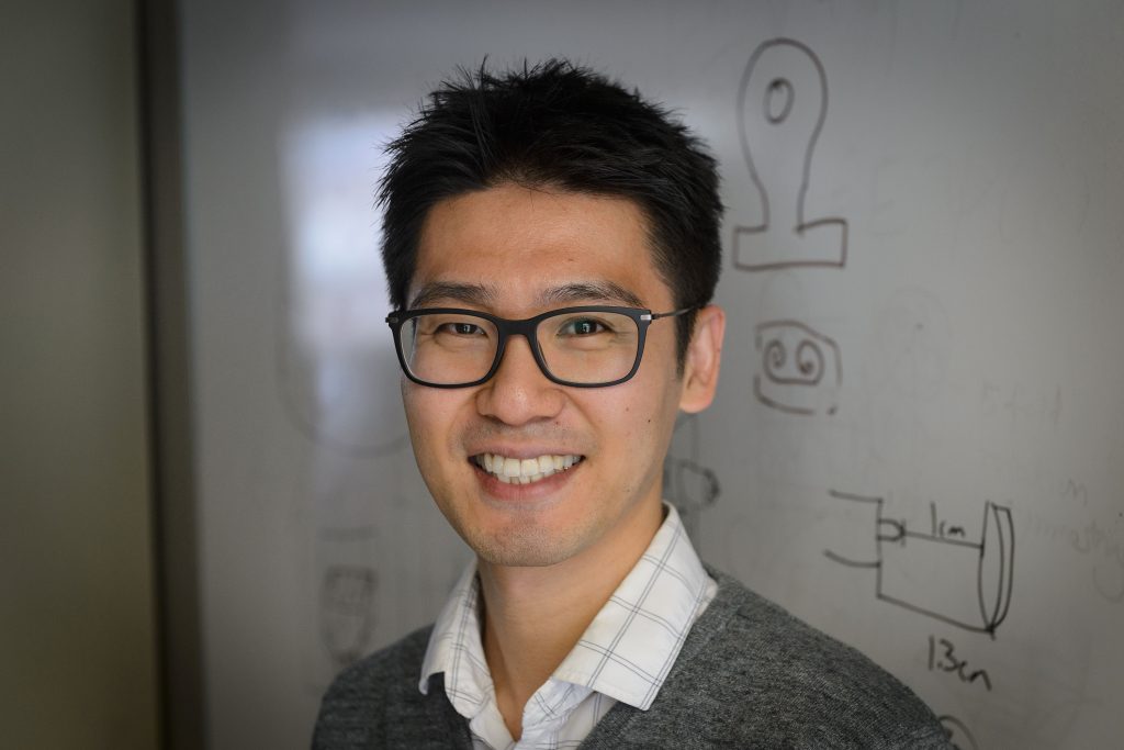 Seok-Woo Lee, assistant professor of materials science and engineering, at his lab at the Gant Complex on Oct. 27, 2016. (Peter Morenus/UConn Photo)