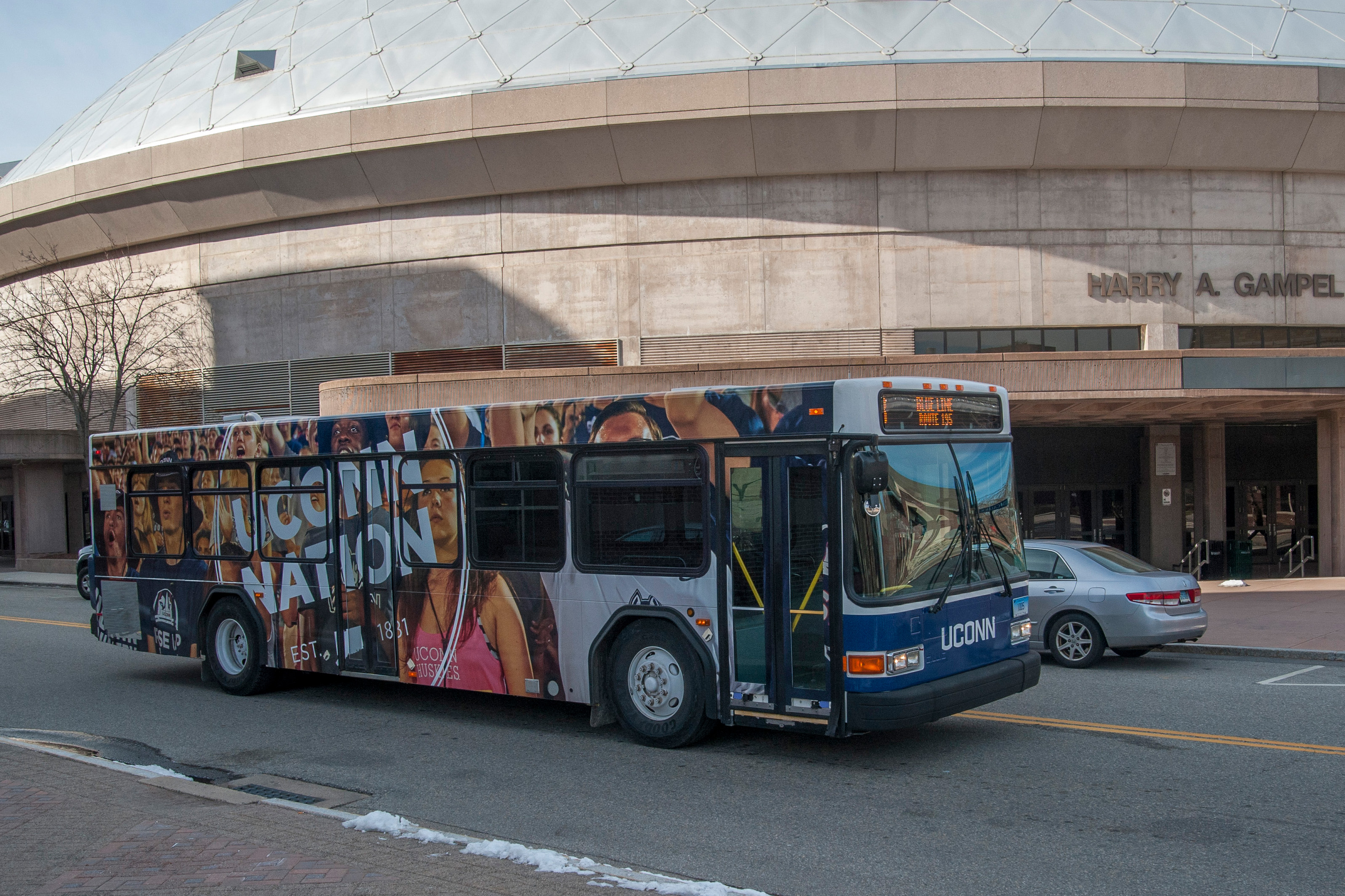 Views of the UConn Nation transportation buses on Jan. 7, 2016. (Sean Flynn/UConn Photo)