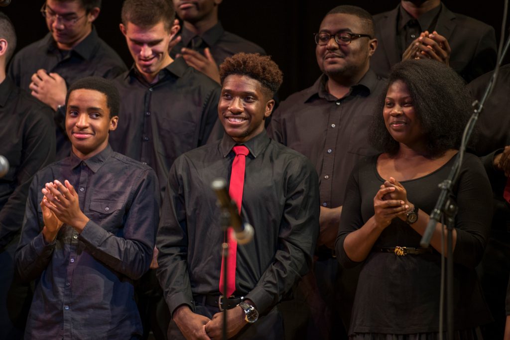 The Voices of Freedom Choir perform in the von der Mehden Recital Hall on Nov. 12, 2016. (Ryan Glista/UConn Photo)