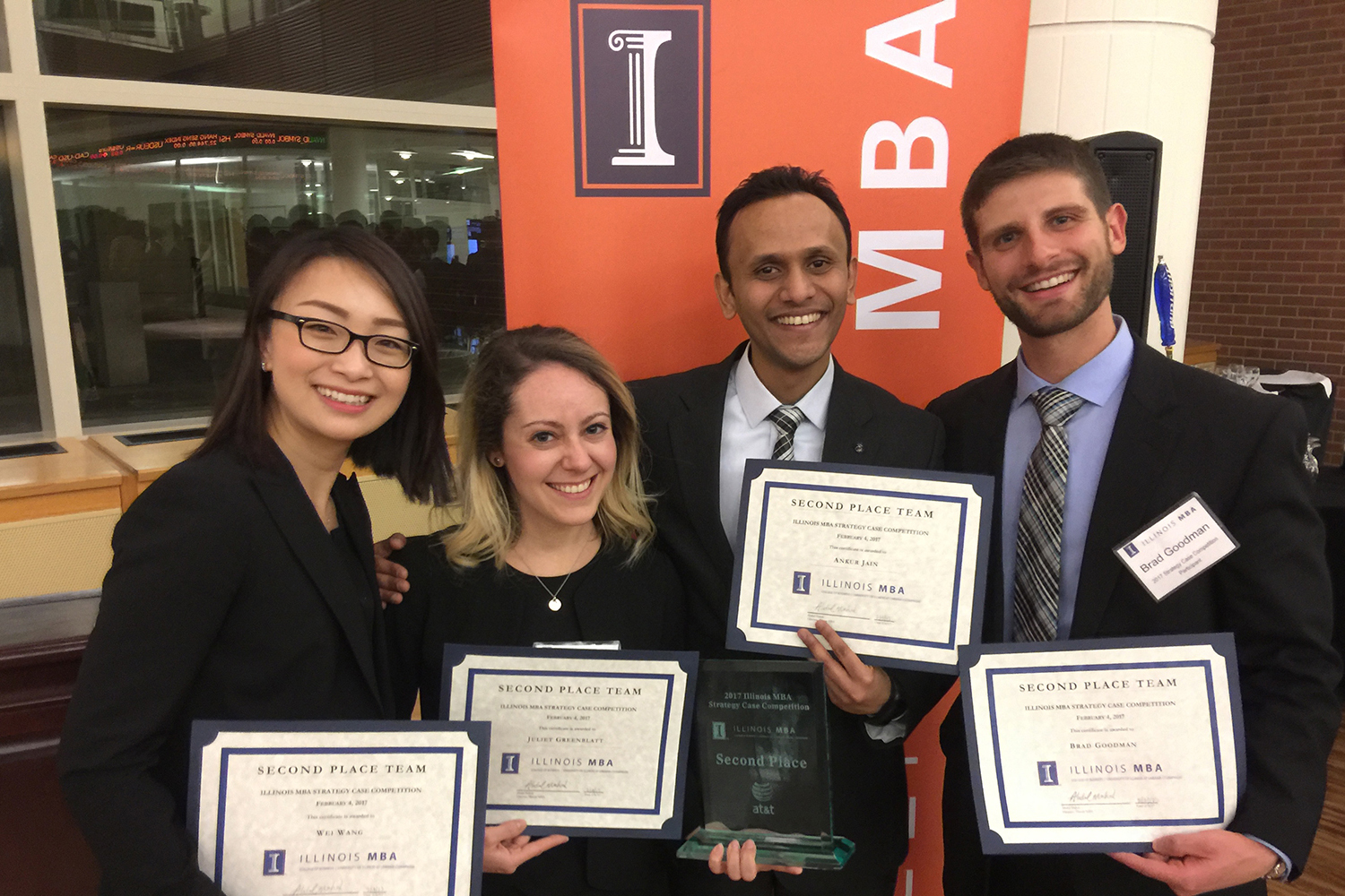 Pictured from left: Wei Wang '17, Juliet Greenblatt '18, Ankur Jain '18, and Brad Goodman '17 (UConn photo)