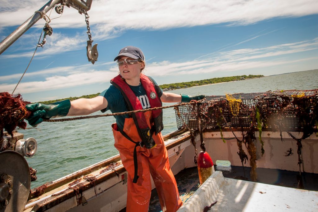 Undergraduate Hannah Casey spent summer 2016 doing environmental science research in Long Island Sound. (Sean Flynn/UConn Photo)