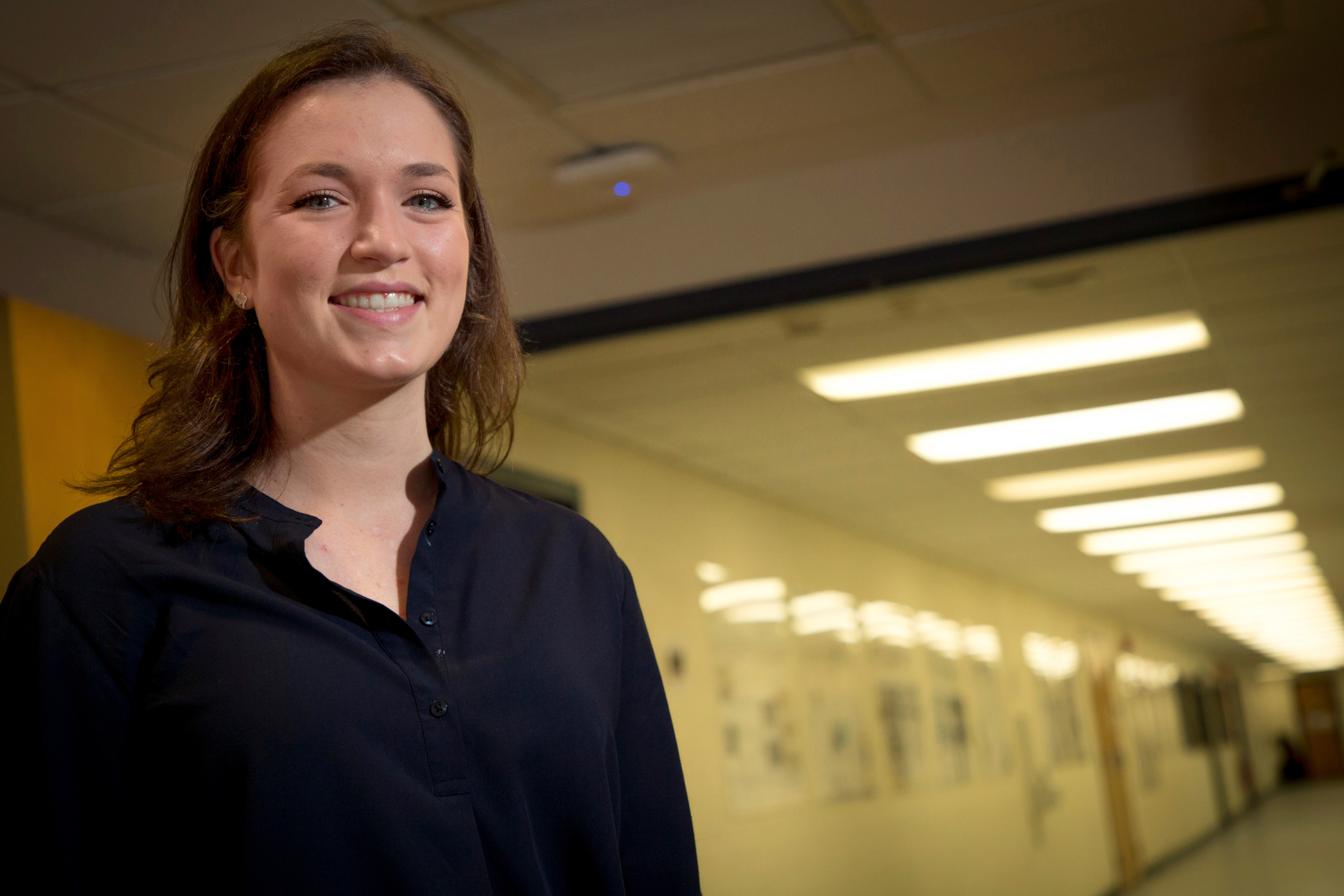 Lindsey Gilson '17 (BUS, ENG), a senior studying engineering management for manufacturing, was named Intern of the Year by the American Society of Engineering Education. Gilson, a native of Trumbull, Conn., interned last year for six months with Unilever in Minneapolis. Gilson will graduate this May. (Gerry McCarthy/UConn Foundation Photo)