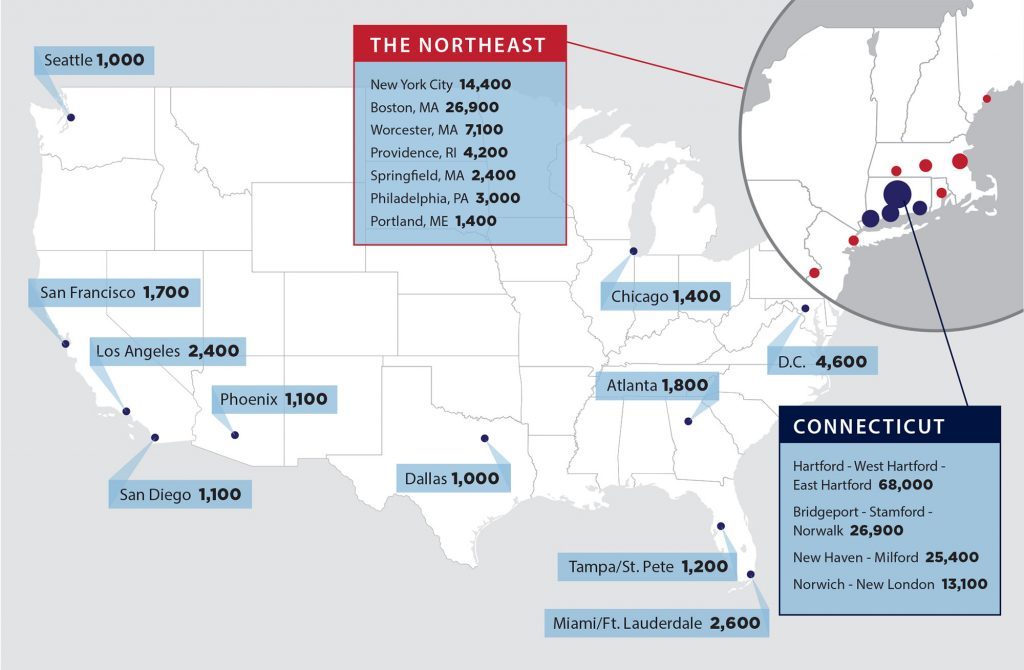 Map of UConn Nation.