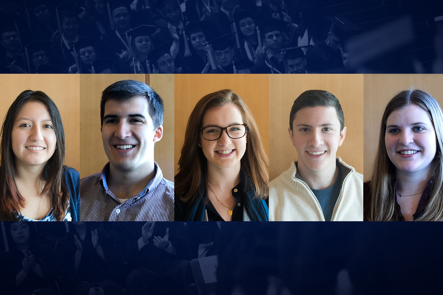 From left: Karla Lazo, Luke LaBranche, Gianna Bodnar, Marc Senatore, and Sarah Lang, Class of 2017 (Nicolle Anderson/UConn School of Business)