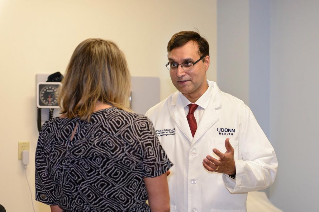 Dr. Ketan Bulsara, chief of the UConn Health Division of Neurosurgery, brings expertise in a range of treatment options for brain and spinal cord disease processes. (Photo by Janine Gelineau)