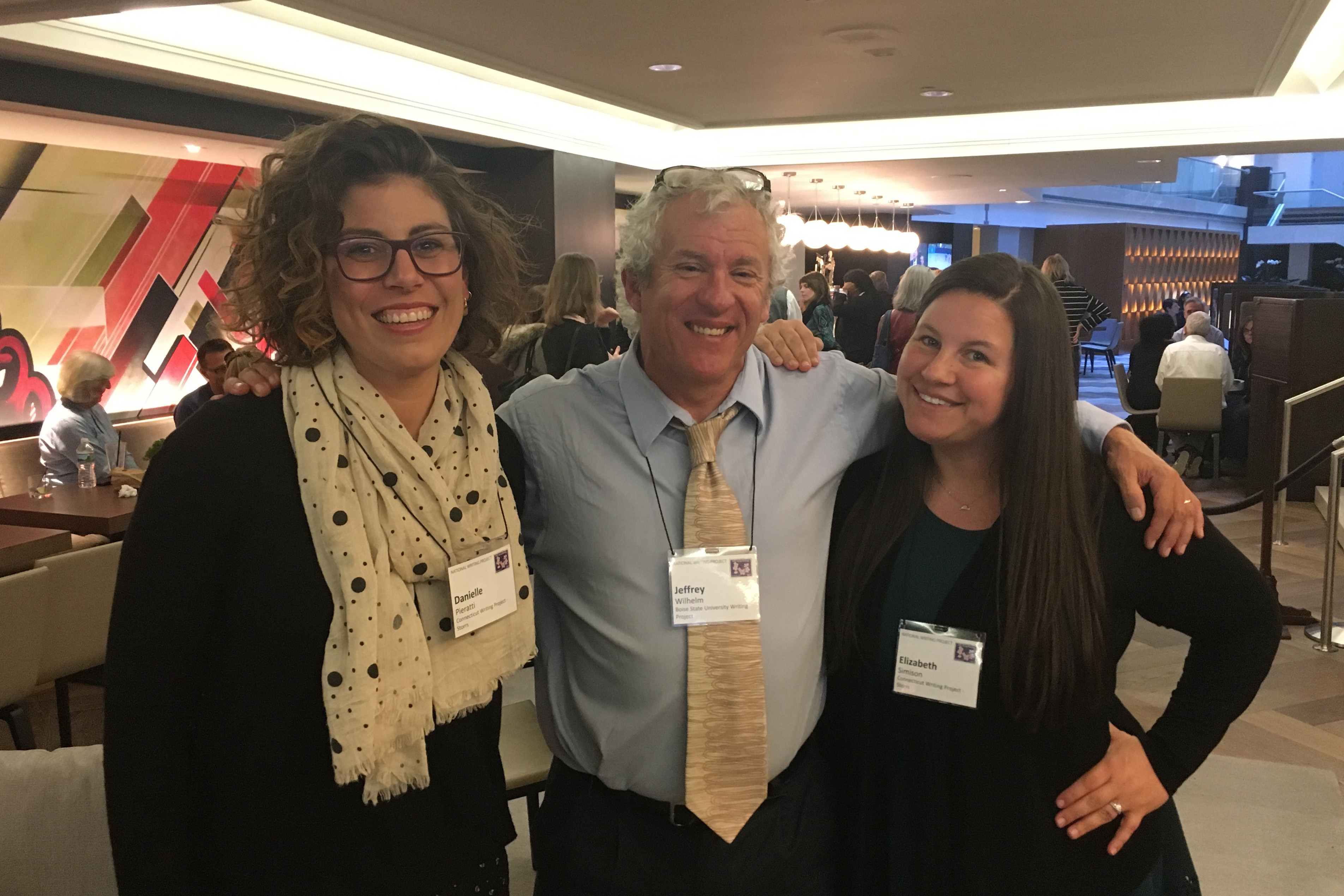 Connecticut Writing Project participants at a National Writing Project Spring Meeting in Washington, D.C. From left: Danielle Pieratti, English teacher at South Windsor High School and Writing Program Leader for the CWP; Jeffrey D. Wilhelm, professor of English Education and director of the Boise State Writing Project; and Elizabeth Simison, English teacher at Bacon Academy in Colchester and adjunct in English at UConn.