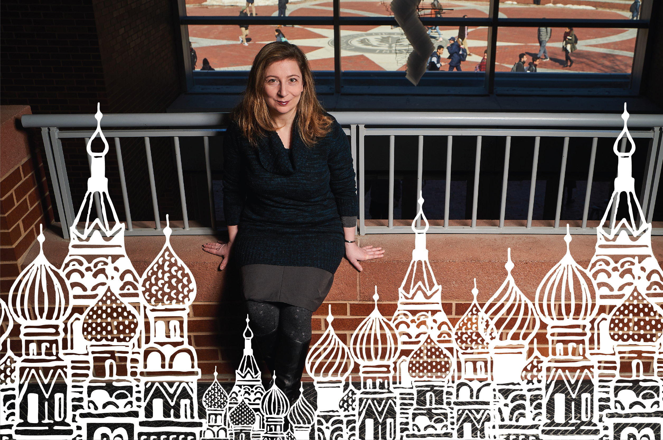 Russian-born novelist, short story writer, and associate professor of English Ellen Litman in UConn's Homer Babbidge Library.