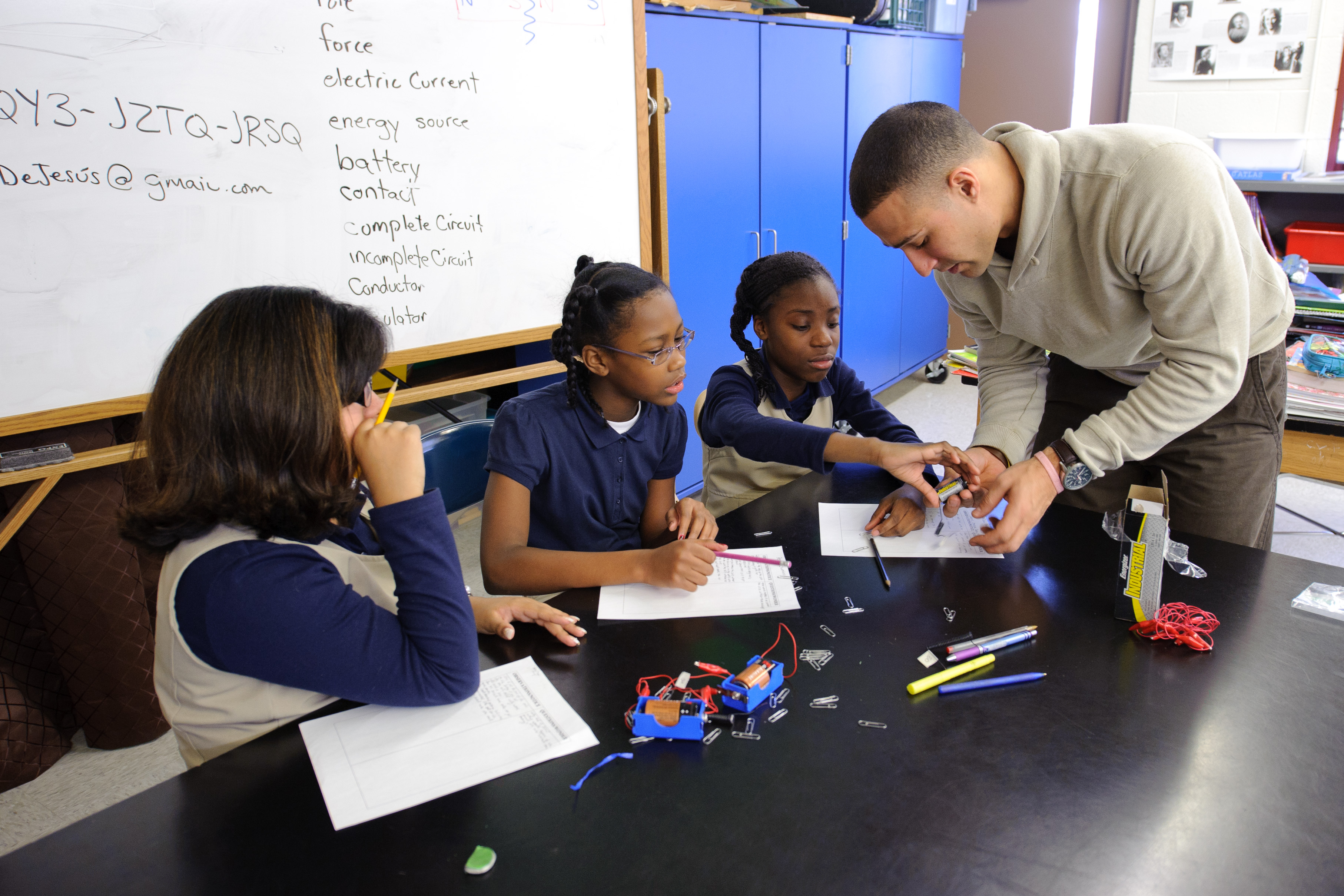 Teacher with elementary school students