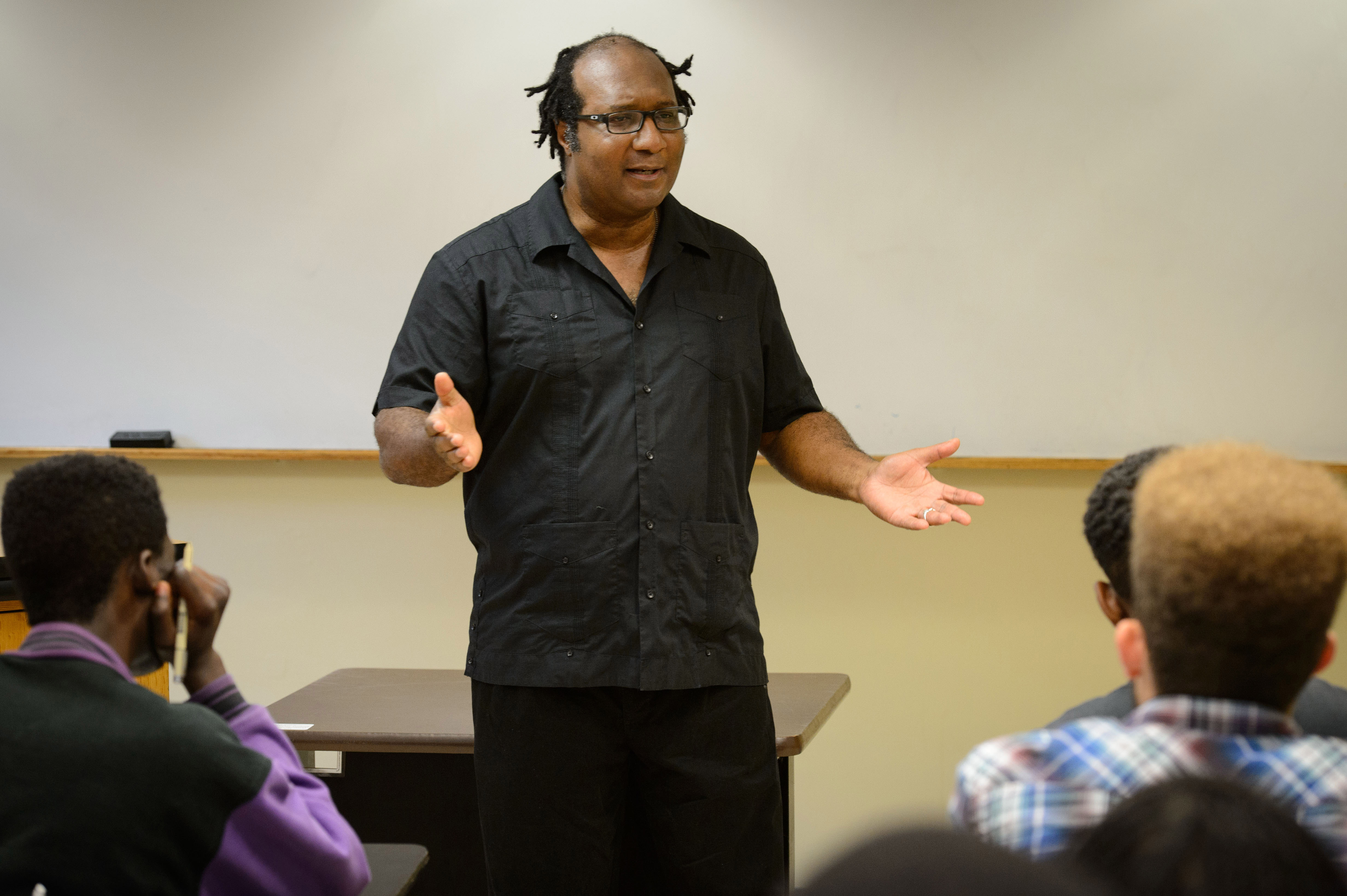 Lewis Gordon, professor of philosophy, lectures at Storrs Hall. (Peter Morenus/UConn File Photo)