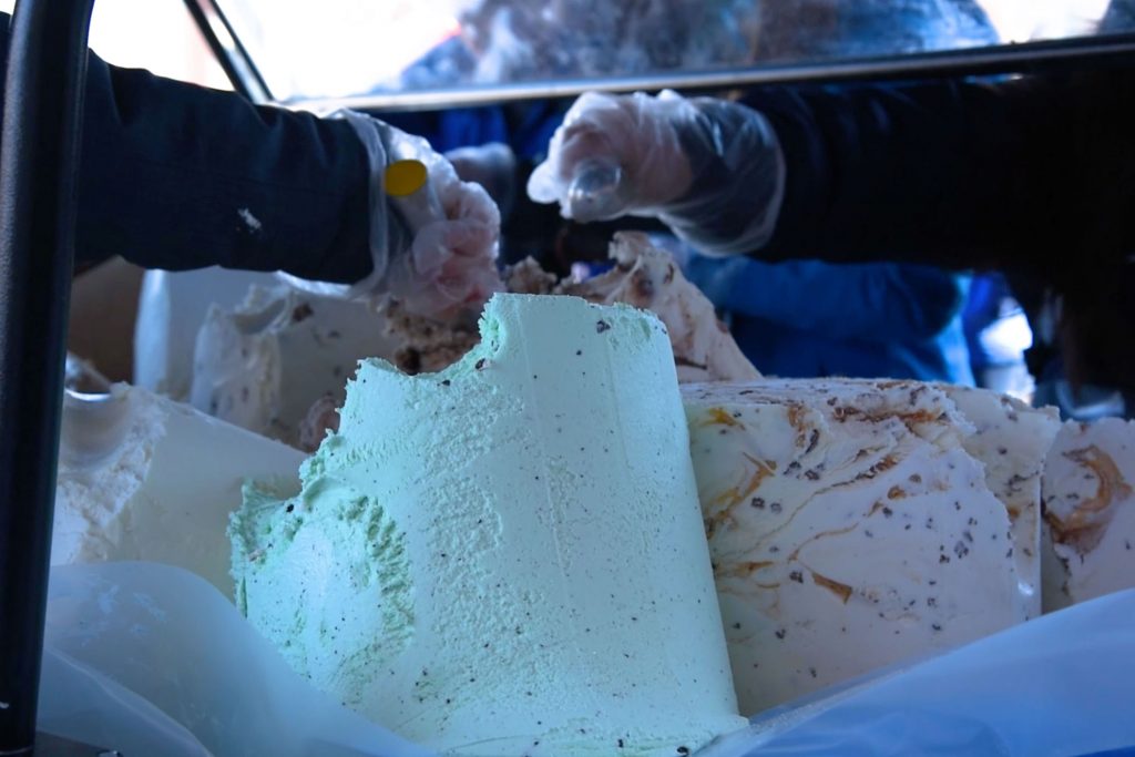 UConn's time-honored tradition of eating ice cream outside in the middle of winter dates back to the 1970s. (Eric Yang '21 (ACES)/UConn Photo)