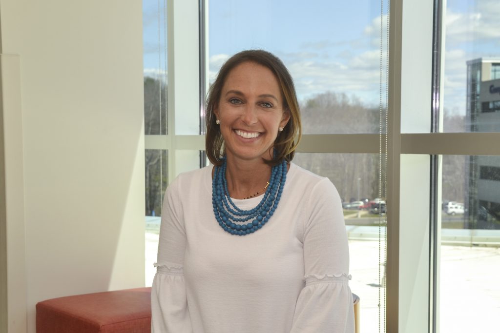 Marisa Dolce, 42, was UConn Health's first patient to use new cooling-scalp therapy during chemotherapy enabling her to keep the majority of her hair. (Kristin Wallace/UConn Health Photo)