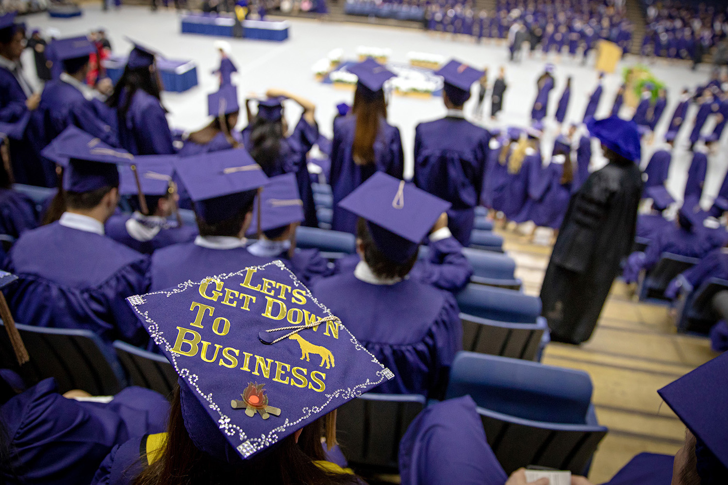 Photo from the 2018 UConn School of Business Commencement ceremony taken Sunday, May 6, 2018 at the Gampel Pavilion in Storrs. (G.J. McCarthy / UConn Foundation)