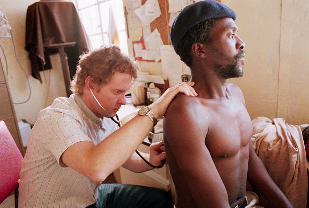 Doctor listens to patient's heartbeat. (Photo by David Turnley/Corbis/VCG via Getty Images)