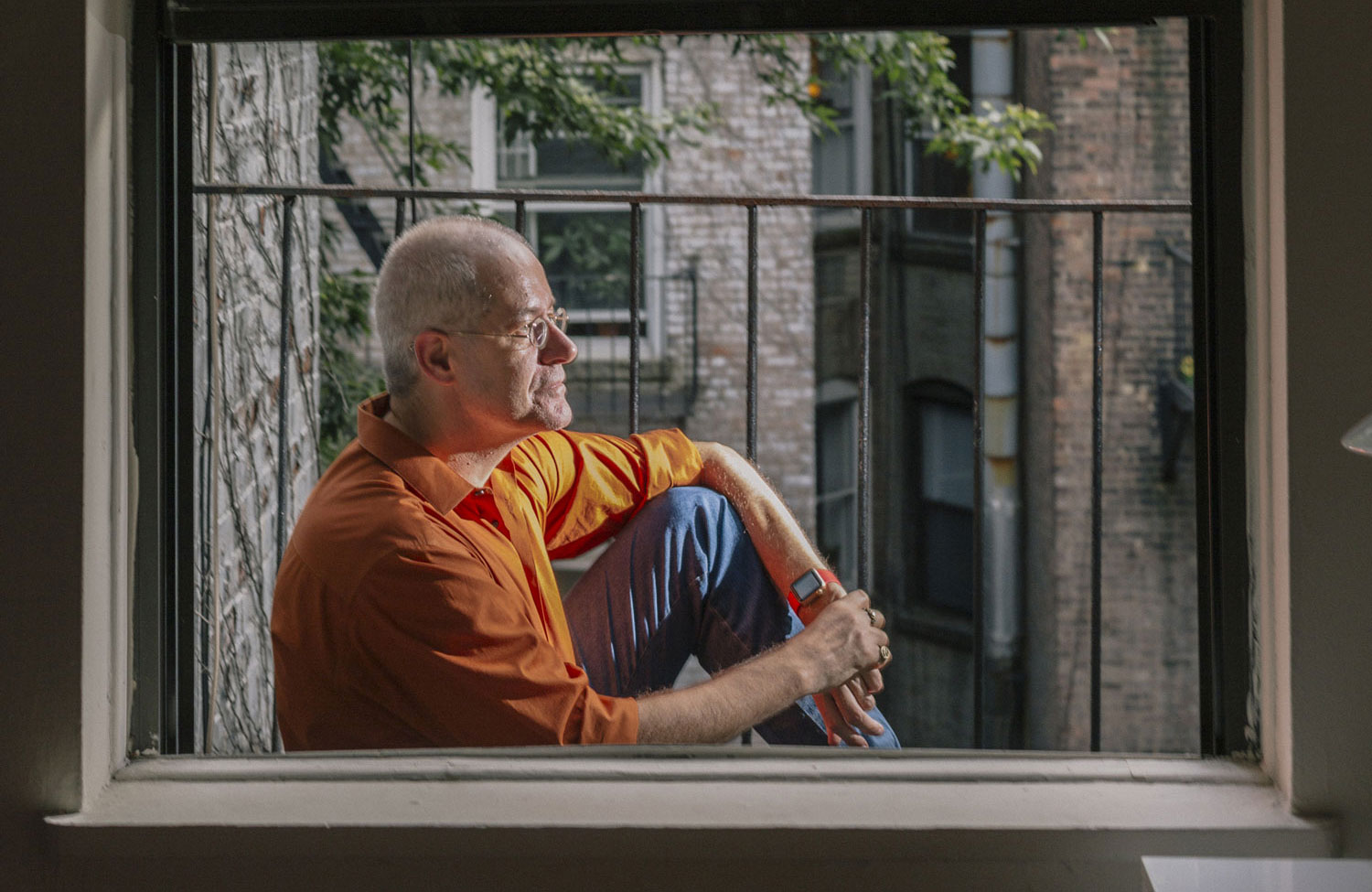 A man sitting and thinking.